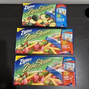 Ziploc Zip 'N Steam 1 Med & 2 Large Microwave Cooking Bags Discontinued READ
